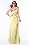 ColsBM Nola Soft Yellow Modern A-line One Shoulder Chiffon Ruching Plus Size Bridesmaid Dresses