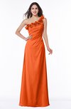 ColsBM Nola Tangerine Modern A-line One Shoulder Chiffon Ruching Plus Size Bridesmaid Dresses