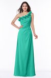 ColsBM Nola Viridian Green Modern A-line One Shoulder Chiffon Ruching Plus Size Bridesmaid Dresses