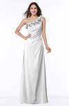 ColsBM Nola White Modern A-line One Shoulder Chiffon Ruching Plus Size Bridesmaid Dresses
