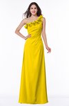 ColsBM Nola Yellow Modern A-line One Shoulder Chiffon Ruching Plus Size Bridesmaid Dresses