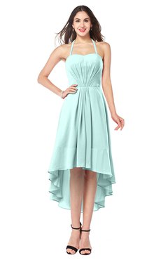 ColsBM Hannah Blue Glass Casual A-line Halter Half Backless Asymmetric Ruching Plus Size Bridesmaid Dresses