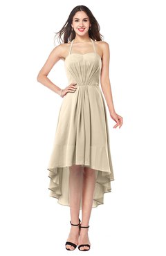 ColsBM Hannah Champagne Casual A-line Halter Half Backless Asymmetric Ruching Plus Size Bridesmaid Dresses