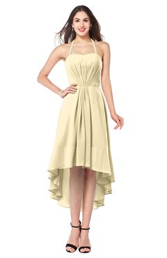 ColsBM Hannah Cornhusk Casual A-line Halter Half Backless Asymmetric Ruching Plus Size Bridesmaid Dresses