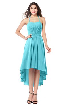 ColsBM Hannah Flame Scarlet Casual A-line Halter Half Backless Asymmetric Ruching Plus Size Bridesmaid Dresses