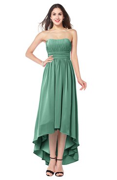 ColsBM Autumn Beryl Green Simple A-line Sleeveless Zip up Asymmetric Ruching Plus Size Bridesmaid Dresses