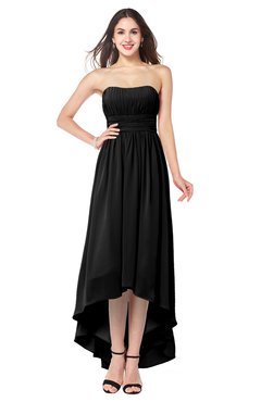 ColsBM Autumn Black Simple A-line Sleeveless Zip up Asymmetric Ruching Plus Size Bridesmaid Dresses