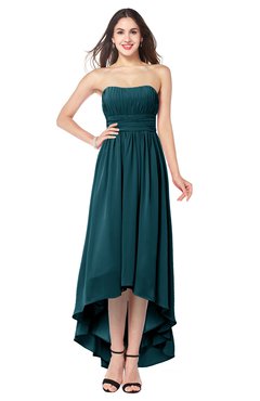 ColsBM Autumn Blue Green Simple A-line Sleeveless Zip up Asymmetric Ruching Plus Size Bridesmaid Dresses