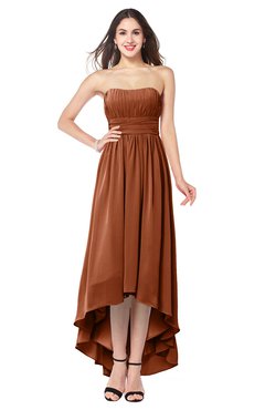 ColsBM Autumn Bombay Brown Simple A-line Sleeveless Zip up Asymmetric Ruching Plus Size Bridesmaid Dresses