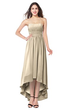 ColsBM Autumn Champagne Simple A-line Sleeveless Zip up Asymmetric Ruching Plus Size Bridesmaid Dresses