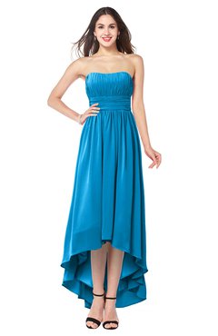 ColsBM Autumn Cornflower Blue Simple A-line Sleeveless Zip up Asymmetric Ruching Plus Size Bridesmaid Dresses