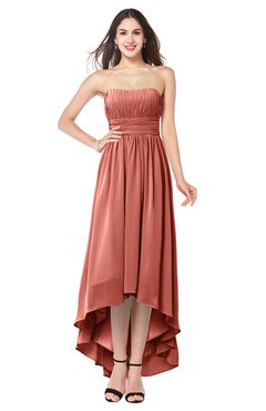 ColsBM Autumn Crabapple Simple A-line Sleeveless Zip up Asymmetric Ruching Plus Size Bridesmaid Dresses