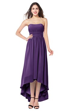 ColsBM Autumn Dark Purple Simple A-line Sleeveless Zip up Asymmetric Ruching Plus Size Bridesmaid Dresses