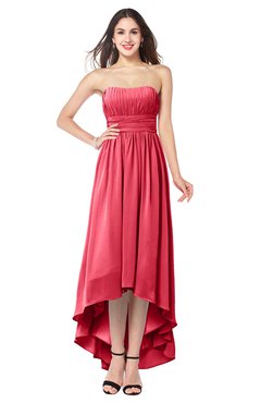 ColsBM Autumn Guava Simple A-line Sleeveless Zip up Asymmetric Ruching Plus Size Bridesmaid Dresses