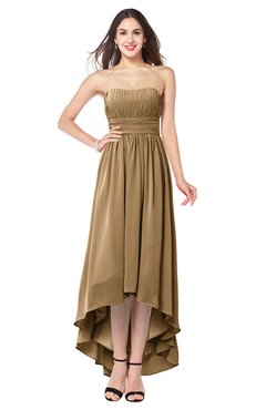 ColsBM Autumn Indian Tan Simple A-line Sleeveless Zip up Asymmetric Ruching Plus Size Bridesmaid Dresses