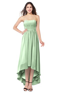 ColsBM Autumn Light Green Simple A-line Sleeveless Zip up Asymmetric Ruching Plus Size Bridesmaid Dresses