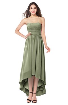 ColsBM Autumn Moss Green Simple A-line Sleeveless Zip up Asymmetric Ruching Plus Size Bridesmaid Dresses