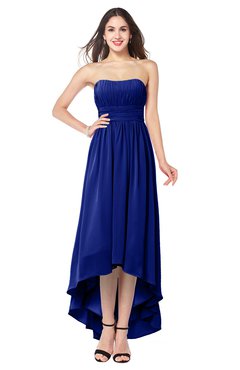 ColsBM Autumn Nautical Blue Simple A-line Sleeveless Zip up Asymmetric Ruching Plus Size Bridesmaid Dresses