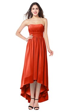 ColsBM Autumn Persimmon Simple A-line Sleeveless Zip up Asymmetric Ruching Plus Size Bridesmaid Dresses