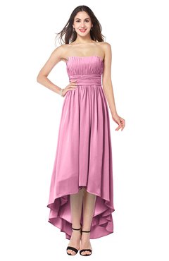 ColsBM Autumn Pink Simple A-line Sleeveless Zip up Asymmetric Ruching Plus Size Bridesmaid Dresses