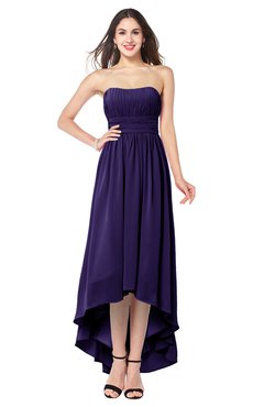 ColsBM Autumn Royal Purple Simple A-line Sleeveless Zip up Asymmetric Ruching Plus Size Bridesmaid Dresses