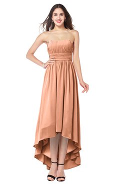 ColsBM Autumn Salmon Simple A-line Sleeveless Zip up Asymmetric Ruching Plus Size Bridesmaid Dresses