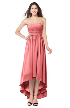 ColsBM Autumn Shell Pink Simple A-line Sleeveless Zip up Asymmetric Ruching Plus Size Bridesmaid Dresses