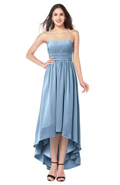ColsBM Autumn Sky Blue Simple A-line Sleeveless Zip up Asymmetric Ruching Plus Size Bridesmaid Dresses