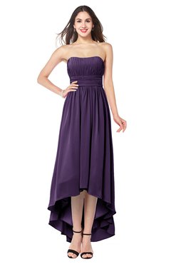 ColsBM Autumn Violet Simple A-line Sleeveless Zip up Asymmetric Ruching Plus Size Bridesmaid Dresses