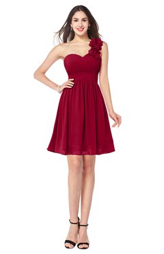 ColsBM Bianca Maroon Elegant Sweetheart Sleeveless Zipper Mini Flower Plus Size Bridesmaid Dresses