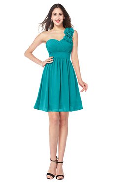ColsBM Bianca Teal Elegant Sweetheart Sleeveless Zipper Mini Flower Plus Size Bridesmaid Dresses