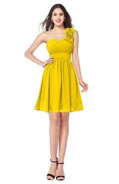 ColsBM Bianca Yellow Elegant Sweetheart Sleeveless Zipper Mini Flower Plus Size Bridesmaid Dresses