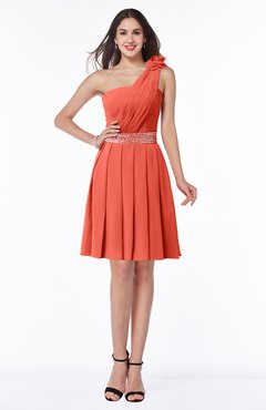 ColsBM Lila Living Coral Informal Sleeveless Chiffon Short Sequin Plus Size Bridesmaid Dresses