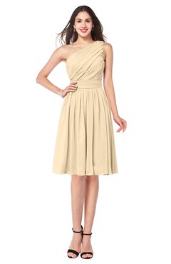ColsBM Lorelei Apricot Gelato Elegant Asymmetric Neckline Zipper Chiffon Knee Length Plus Size Bridesmaid Dresses