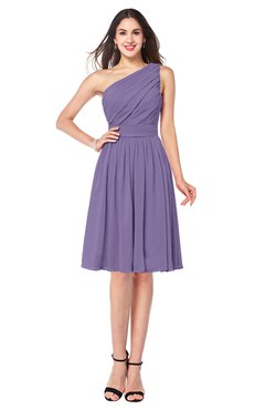 ColsBM Lorelei Chalk Violet Elegant Asymmetric Neckline Zipper Chiffon Knee Length Plus Size Bridesmaid Dresses