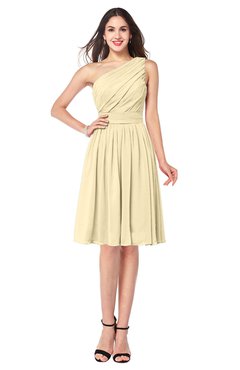ColsBM Lorelei Cornhusk Elegant Asymmetric Neckline Zipper Chiffon Knee Length Plus Size Bridesmaid Dresses