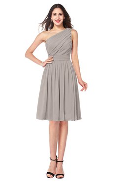 ColsBM Lorelei Fawn Elegant Asymmetric Neckline Zipper Chiffon Knee Length Plus Size Bridesmaid Dresses