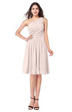 ColsBM Lorelei Silver Peony Elegant Asymmetric Neckline Zipper Chiffon Knee Length Plus Size Bridesmaid Dresses