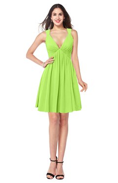 ColsBM Mara Bright Green Sexy A-line V-neck Sleeveless Chiffon Plus Size Bridesmaid Dresses