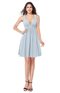 ColsBM Mara Illusion Blue Sexy A-line V-neck Sleeveless Chiffon Plus Size Bridesmaid Dresses
