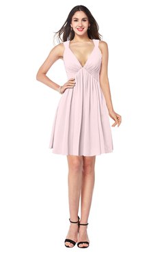 ColsBM Mara Petal Pink Sexy A-line V-neck Sleeveless Chiffon Plus Size Bridesmaid Dresses