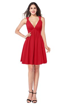 ColsBM Mara Red Sexy A-line V-neck Sleeveless Chiffon Plus Size Bridesmaid Dresses