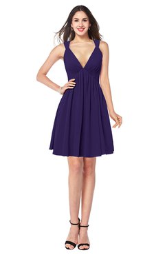 ColsBM Mara Royal Purple Sexy A-line V-neck Sleeveless Chiffon Plus Size Bridesmaid Dresses
