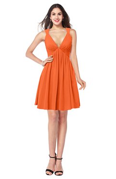 ColsBM Mara Tangerine Sexy A-line V-neck Sleeveless Chiffon Plus Size Bridesmaid Dresses