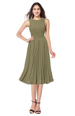 ColsBM Wynter Boa Traditional A-line Jewel Sleeveless Tea Length Pleated Plus Size Bridesmaid Dresses
