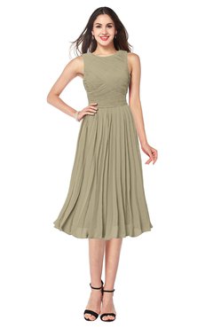 ColsBM Wynter Candied Ginger Traditional A-line Jewel Sleeveless Tea Length Pleated Plus Size Bridesmaid Dresses