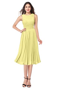 ColsBM Wynter Daffodil Traditional A-line Jewel Sleeveless Tea Length Pleated Plus Size Bridesmaid Dresses