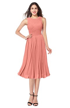 ColsBM Wynter Desert Flower Traditional A-line Jewel Sleeveless Tea Length Pleated Plus Size Bridesmaid Dresses