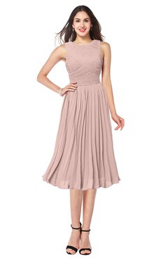 ColsBM Wynter Dusty Rose Traditional A-line Jewel Sleeveless Tea Length Pleated Plus Size Bridesmaid Dresses