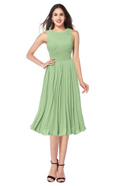 ColsBM Wynter Gleam Traditional A-line Jewel Sleeveless Tea Length Pleated Plus Size Bridesmaid Dresses